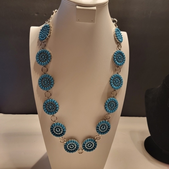 Faux Turquoise Zuni Disk Belt - Picture 2 of 5